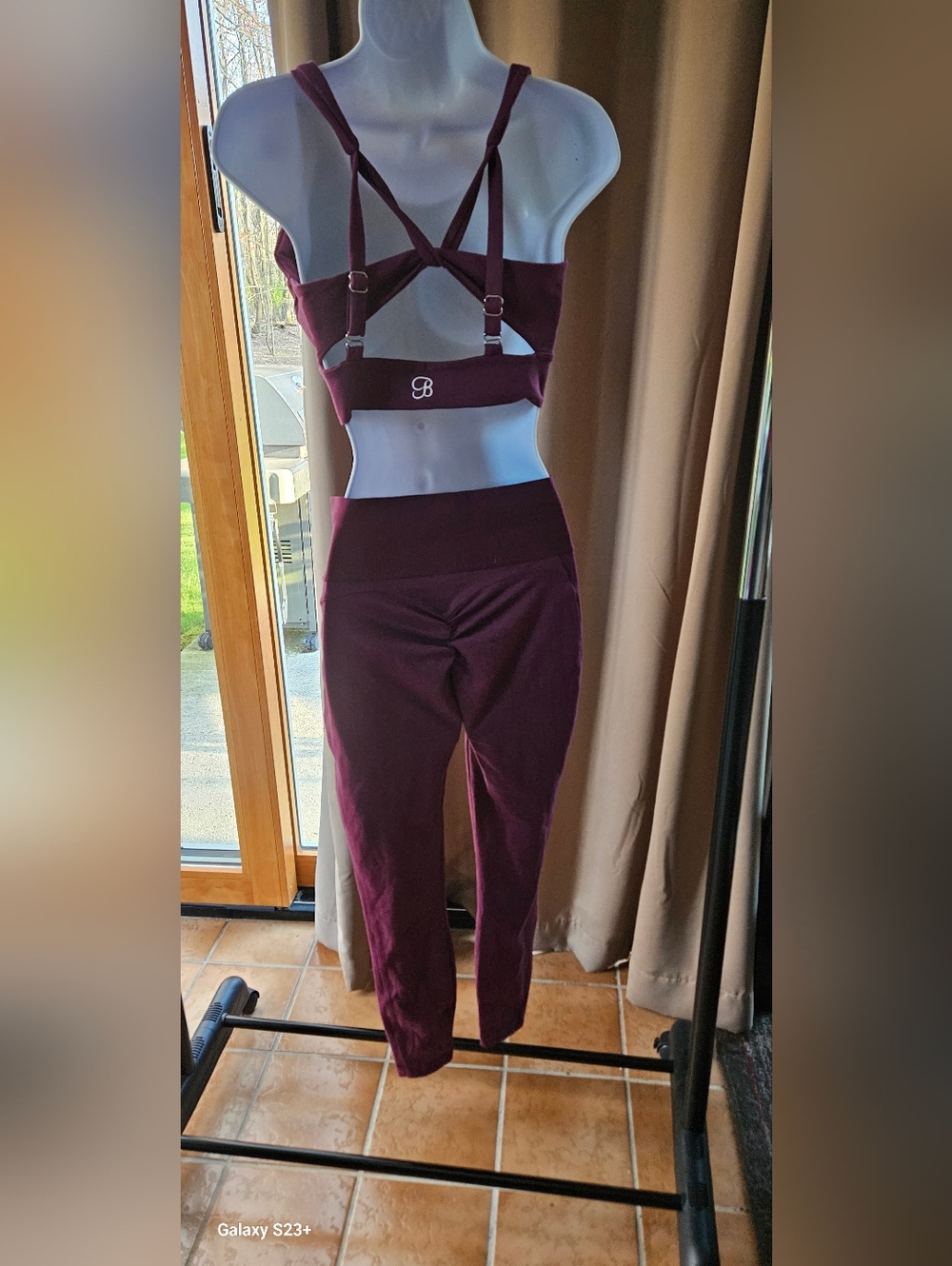 Bombshell Sportswear Burgundy High-Waist Corset Leggings & Crop Tank Set - Picture 2 of 6